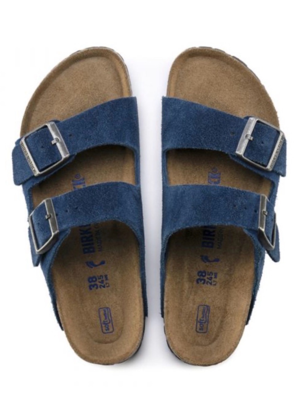 Birkenstock Arizona Soft Footbed Moroccan Blue Suede Sandal - EU 40